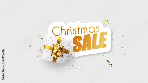 Christmas sale promotional banner with colorful christmas elements