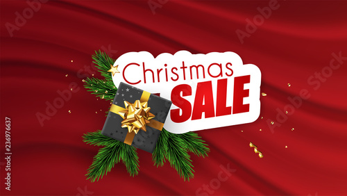 Christmas sale promotional banner with colorful christmas elements