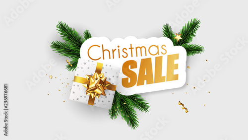 Christmas sale promotional banner with colorful christmas elements photo
