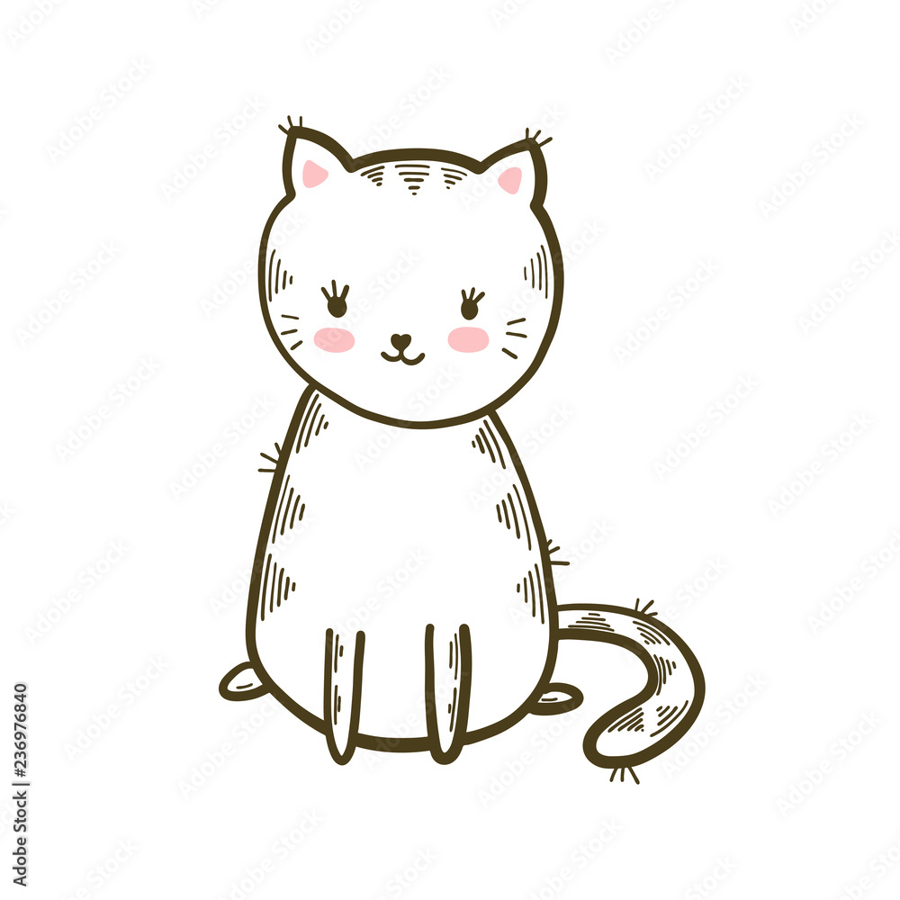 Cute little tabby cat. Vector isolated illustration Cute little tabby cat. Vector isolated illustration