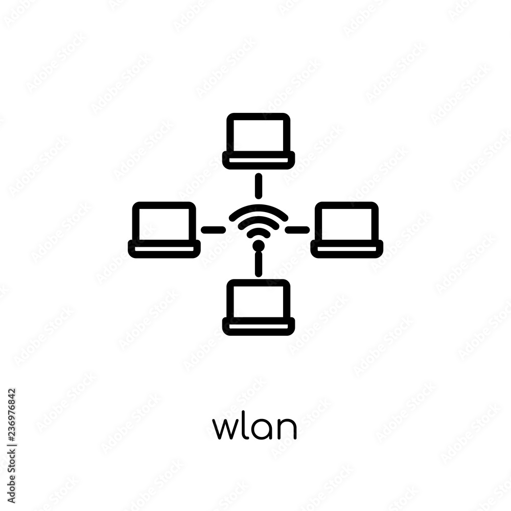 wlan icon. Trendy modern flat linear vector wlan icon on white background from thin line Internet Security and Networking collection wlan icon. Trendy modern flat linear vector wlan icon on white background from thin line Internet Security and Networking collection