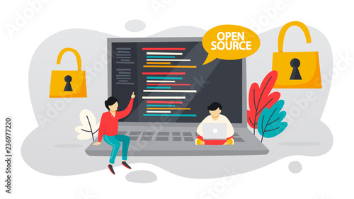 Open source concept. Free software for the computer