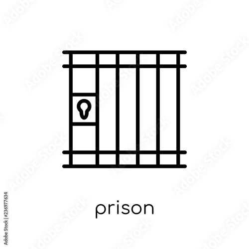Prison icon. Trendy modern flat linear vector Prison icon on white background from thin line law and justice collection