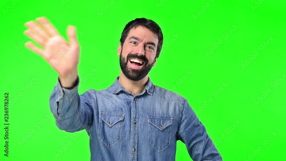 Man on green screen chroma key background Man on green screen chroma key background