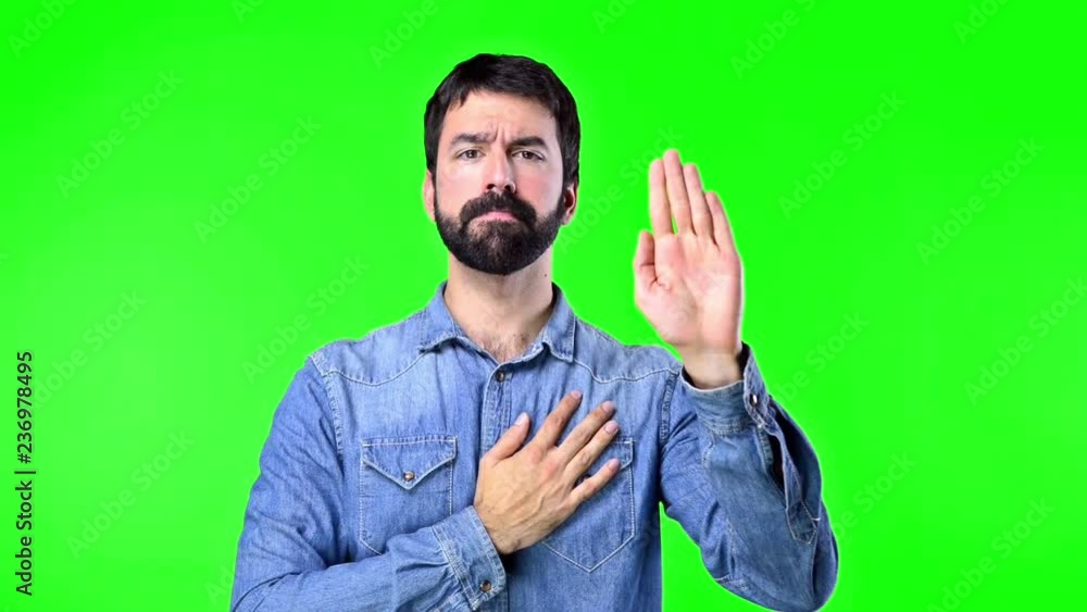 Man on green screen chroma key background Man on green screen chroma key background