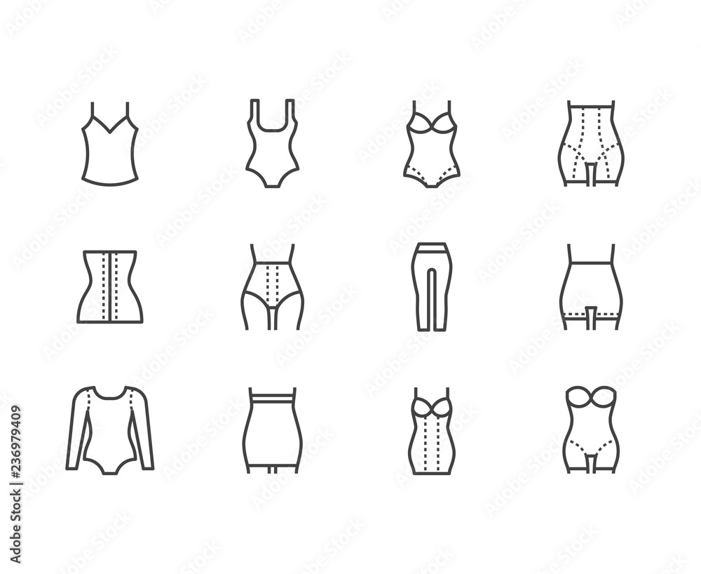 Shapewear Flat Glyph Icons Set Corrective Underwear Shaping Bodysuit Thigh  Stock Vector by ©Nadiinko 419694754