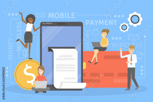 Mobile payment concept. Money transaction on digital device