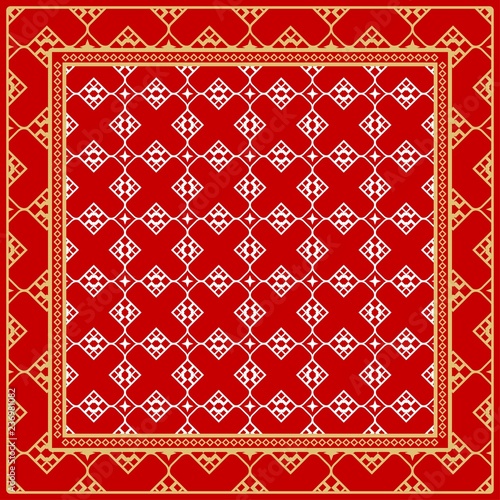 Decorative Geometric ornament with decorative border. Repeating sample figure and line. For modern interiors design, wallpaper, textile industry.