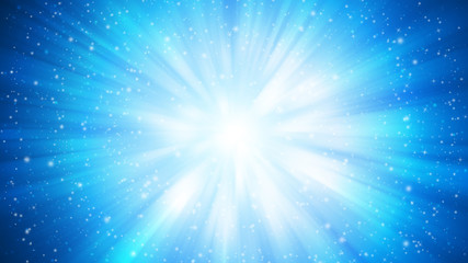 Blue sparkle rays lights with bokeh elegant abstract background. Dust sparks background.