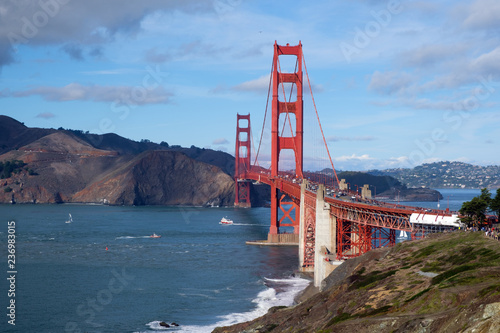 Famous Golden Gate Bridge landmark at San Francisco USA