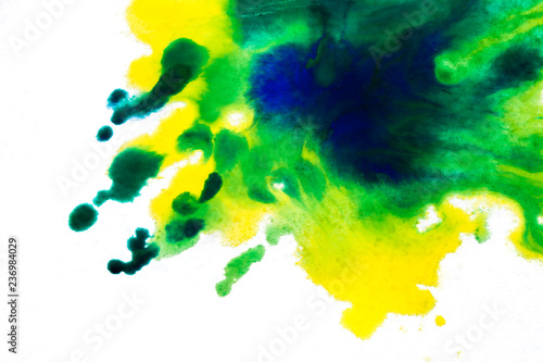 yellow green, blurry spot of watercolor paint. background
