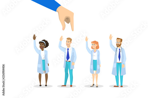 Searching for a doctor concept. Hospital worker need.