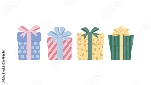 Christmas gift boxes vector on white background