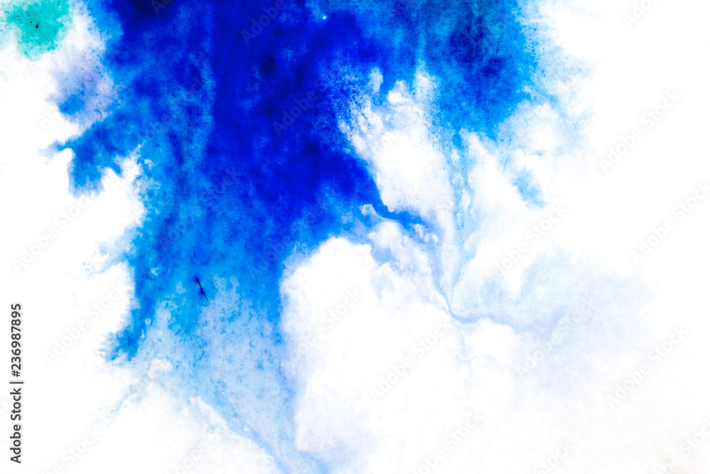 blue, blurry spot of watercolor paint. background