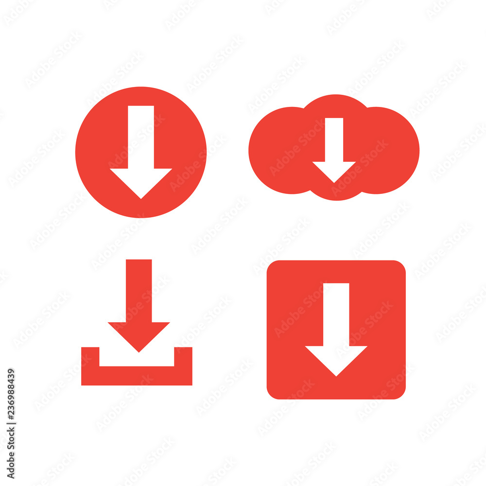 Download file icons vector. Downloading arrow icons set