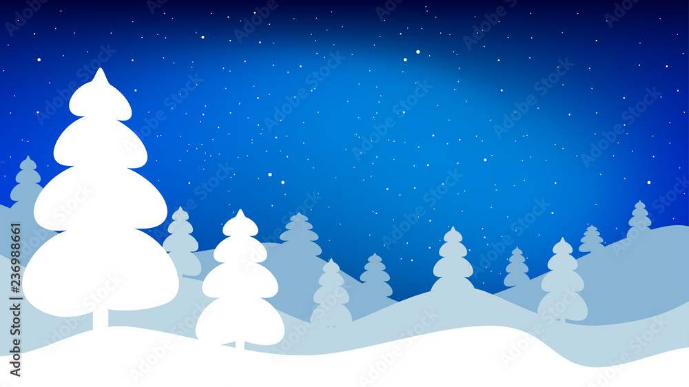Night winter landscape. Vector background in 16:9 aspect ratio. Night winter landscape. Vector background in 16:9 aspect ratio.