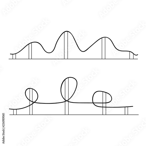 Roller coaster silhouettes. Rollercoaster park rollers vector.