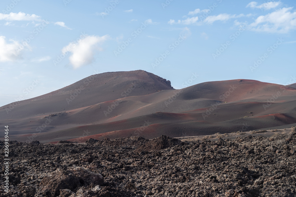 Desert stone volcanic landscape in Lanzarote, Canary Islands