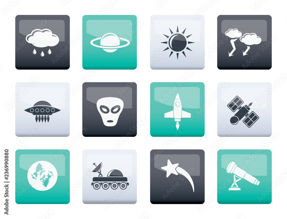 Astronautics and Space and universe Icons over color background - Vector Icon Set Astronautics and Space and universe Icons over color background - Vector Icon Set