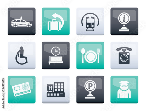 airport  travel and transportation icons 2 over color background - vector icon set