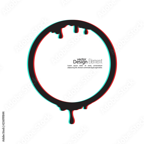 Vector glitch frames effect. Liquid deformation round  border. 
