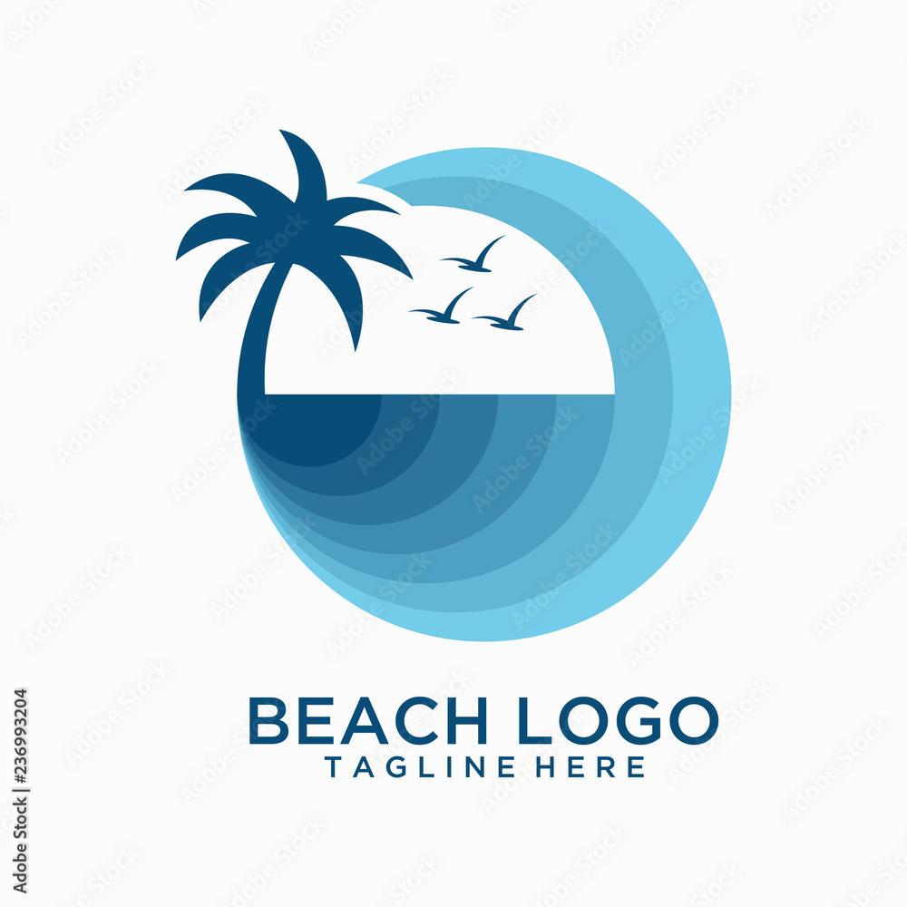 Beach wave logo design