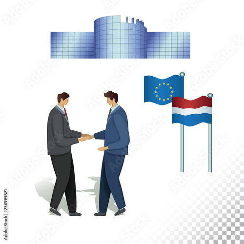 Vector flat icon illustration of European Parliament Consent Symbols. Colorful objects on a transparent background.