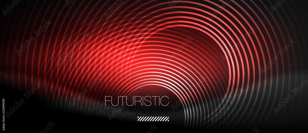 Dark abstract background with glowing neon circles Dark abstract background with glowing neon circles