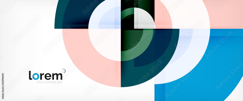 Modern geometric circles abstract background, colorful round shapes with shadow effects Modern geometric circles abstract background, colorful round shapes with shadow effects