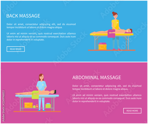 Back and Abdominal Massage Therapy Posters Vector