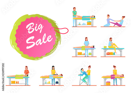 Big Sale on Massage Massaging Procedures Set Vector