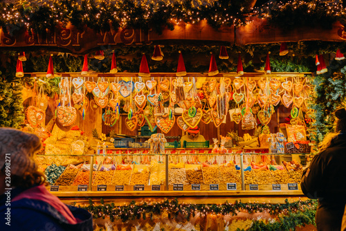 trading tent with sweets on german christmas market