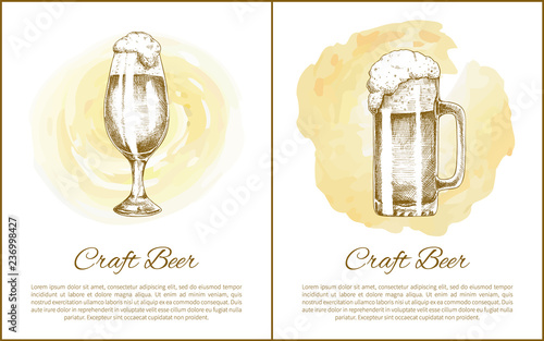 Craft Beer Objects Set Hand Drawn Vector Sketches