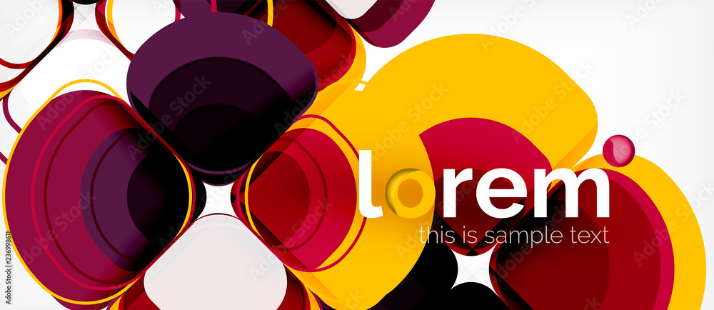 Obraz premium Abstract background - geometric multicolored round shapes composition. Trendy abstract layout template for business or technology presentation