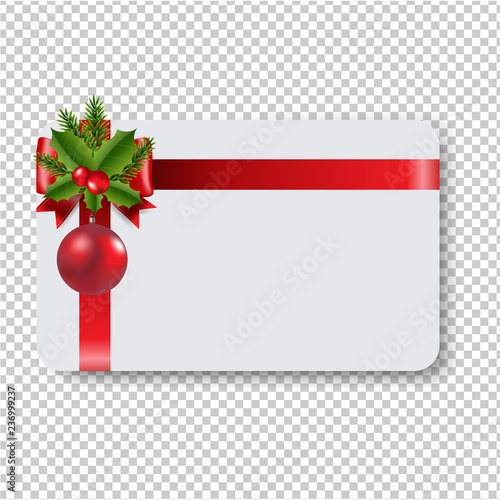 Blank Gift Tag Red Ribbon Bow Transparent Background