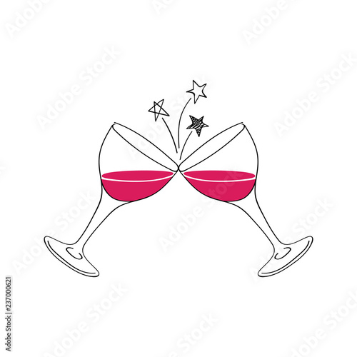 Two wine glasses vector illustration.