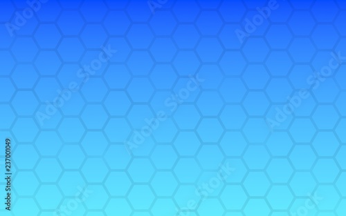 Translucent honeycomb on a gradient blue sky background. Perspective view on polygon look like honeycomb. Isometric geometry. 3D illustration