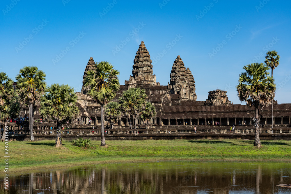 Angkor Wat at daytime from south reflection pond