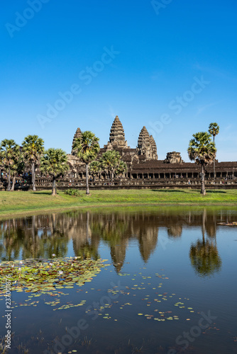 Angkor Wat at daytime from south reflection pond