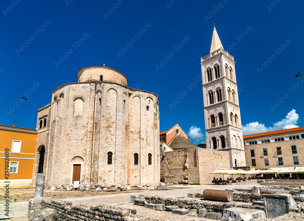 St. Donatus Church and the Bell Tower of Zadar Cathedral. Croatia