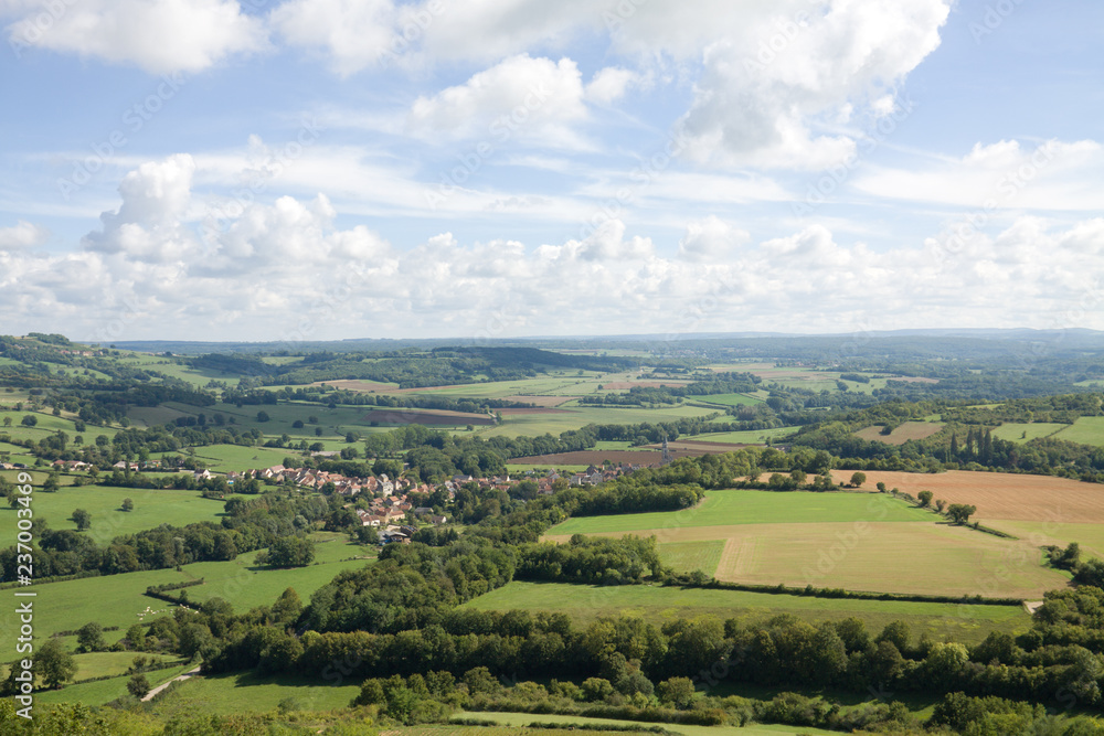 Fototapeta premium Picturesque aerial view in France. View from the hill of Vezelay Abbey. The Vezelay is located in the Yonne province in Burgundy.