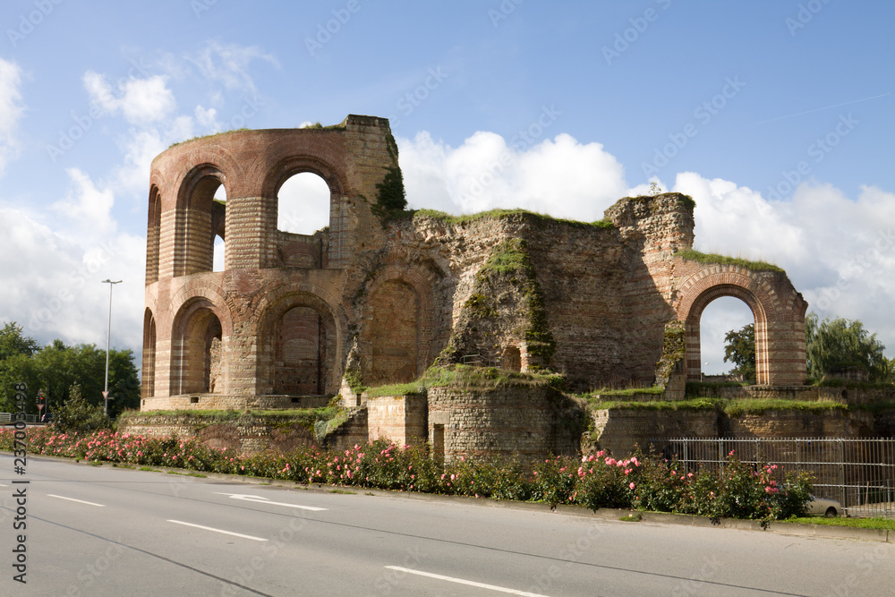 Ruins of Imperial thermae in Trier, Germany. The roman bath-house was built during the 4th century and was the largest thermae north of the Alps. 