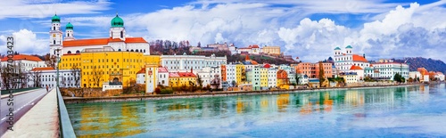 Landmarks of Germany - beautiful Passau city in Bavaria. View with st Stephans cathedral