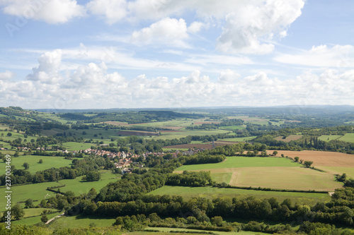 Picturesque aerial view in France. View from the hill of Vezelay Abbey. The Vezelay is located in the Yonne province in Burgundy.