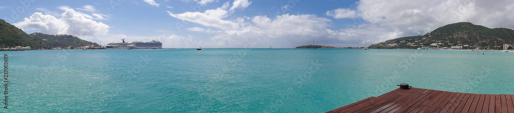 Banner of the bay of St. Maartens in the Caribbean Sea