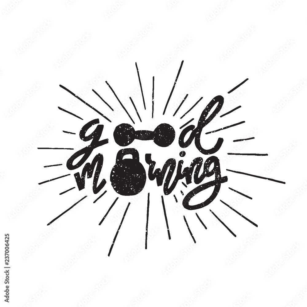 Inspirational Hand drawn quote made with ink and brush. Lettering design element says Good Morning Inspirational Hand drawn quote made with ink and brush. Lettering design element says Good Morning