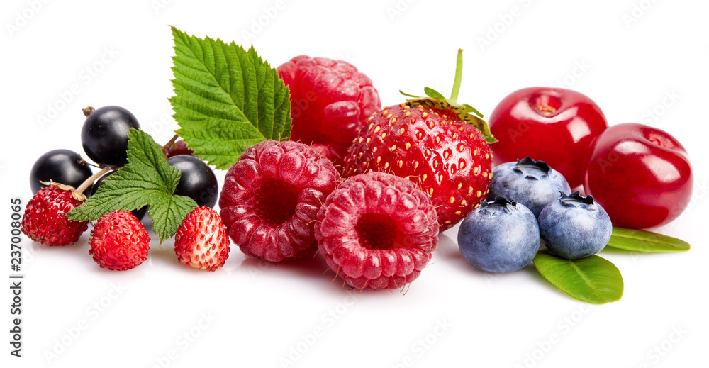 Set fresh berry. Mix summery fruit raspberry strawberry currant