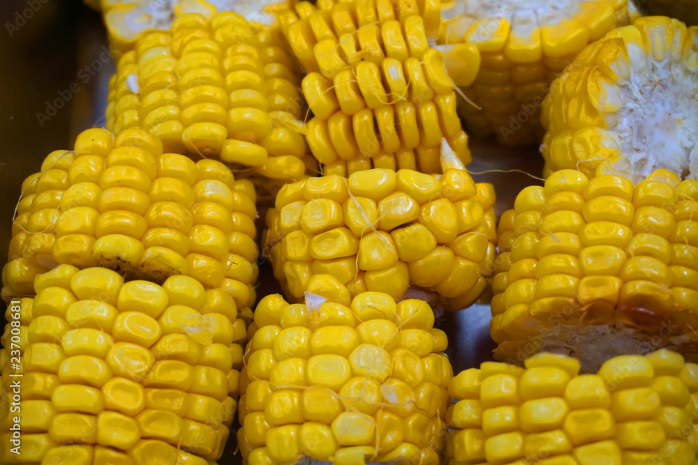 Grilled corn on cob bbq street food traditional Asian cuisine healthy food with onion oil Grilled corn on cob bbq street food traditional Asian cuisine healthy food with onion oil