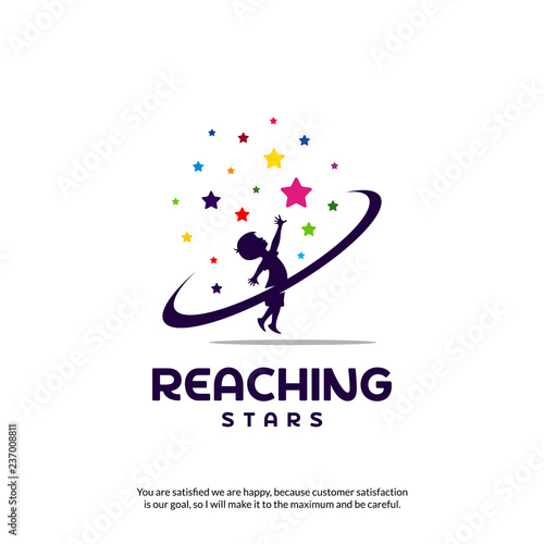 Reaching Stars Logo Design Template. Dream star logo. Emblem, Colorful, Creative Symbol, Icon