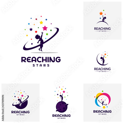 Set of Reaching Stars Logo Design Template. Dream star logo. Emblem, Colorful, Creative Symbol, Icon